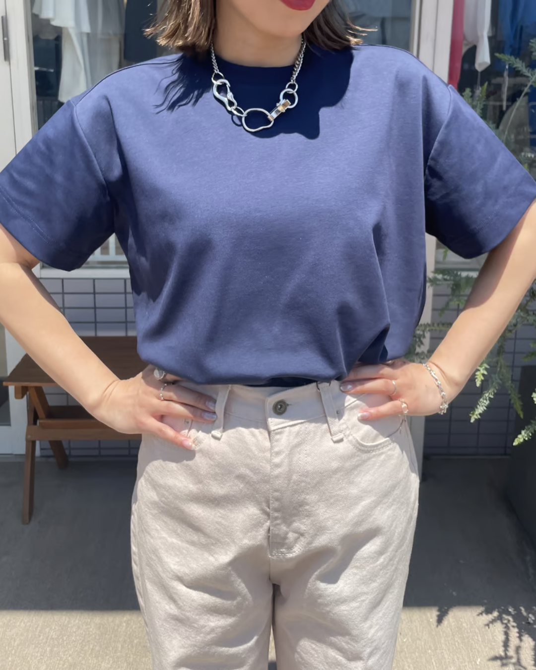 ハーフスリーブバックスリットTシャツ