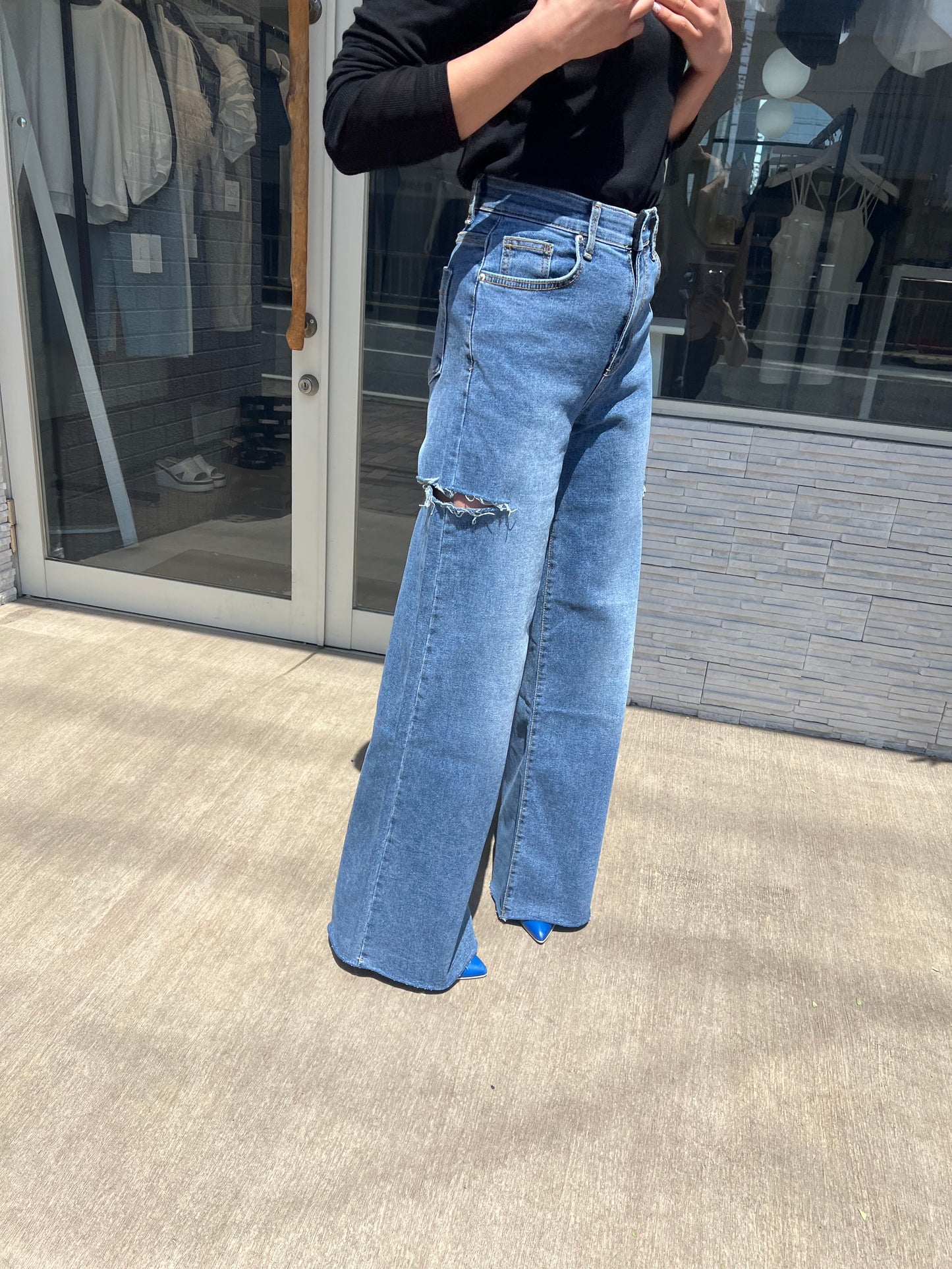 サイドカットワイドデニム