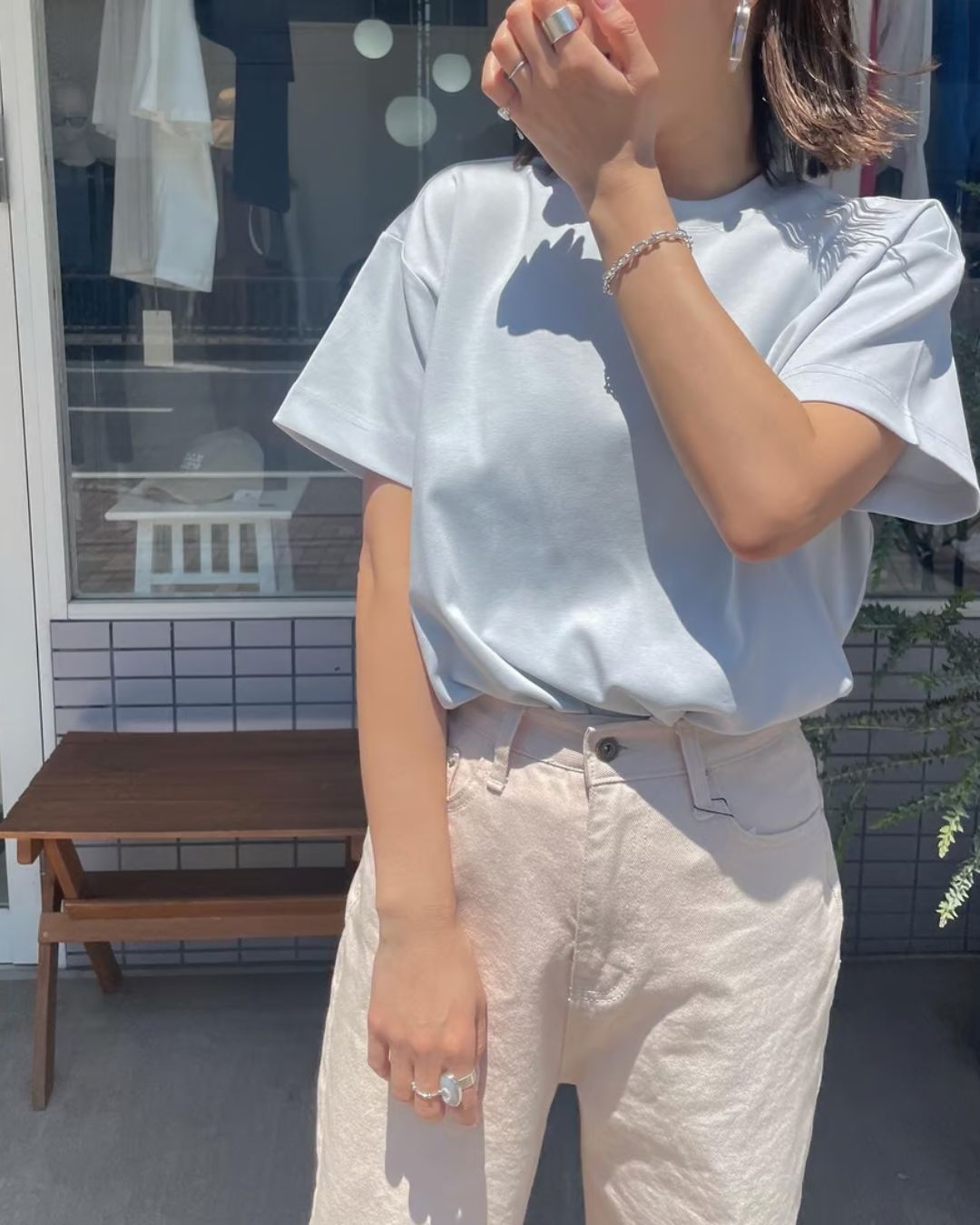 ハーフスリーブバックスリットTシャツ