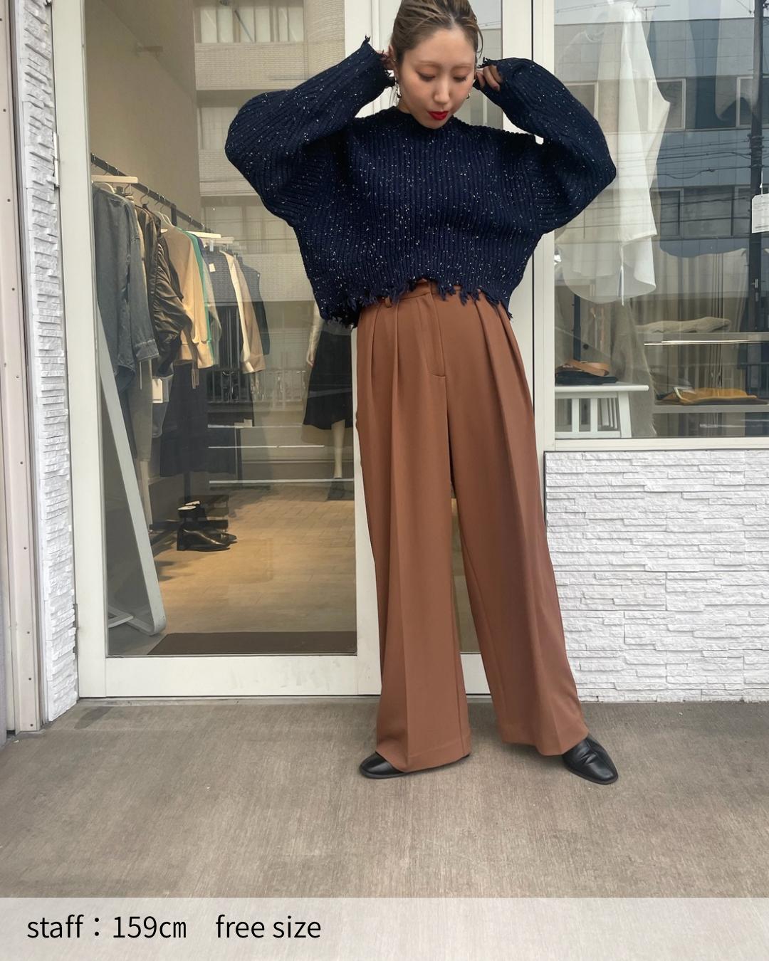 タックワイドスラックスパンツ