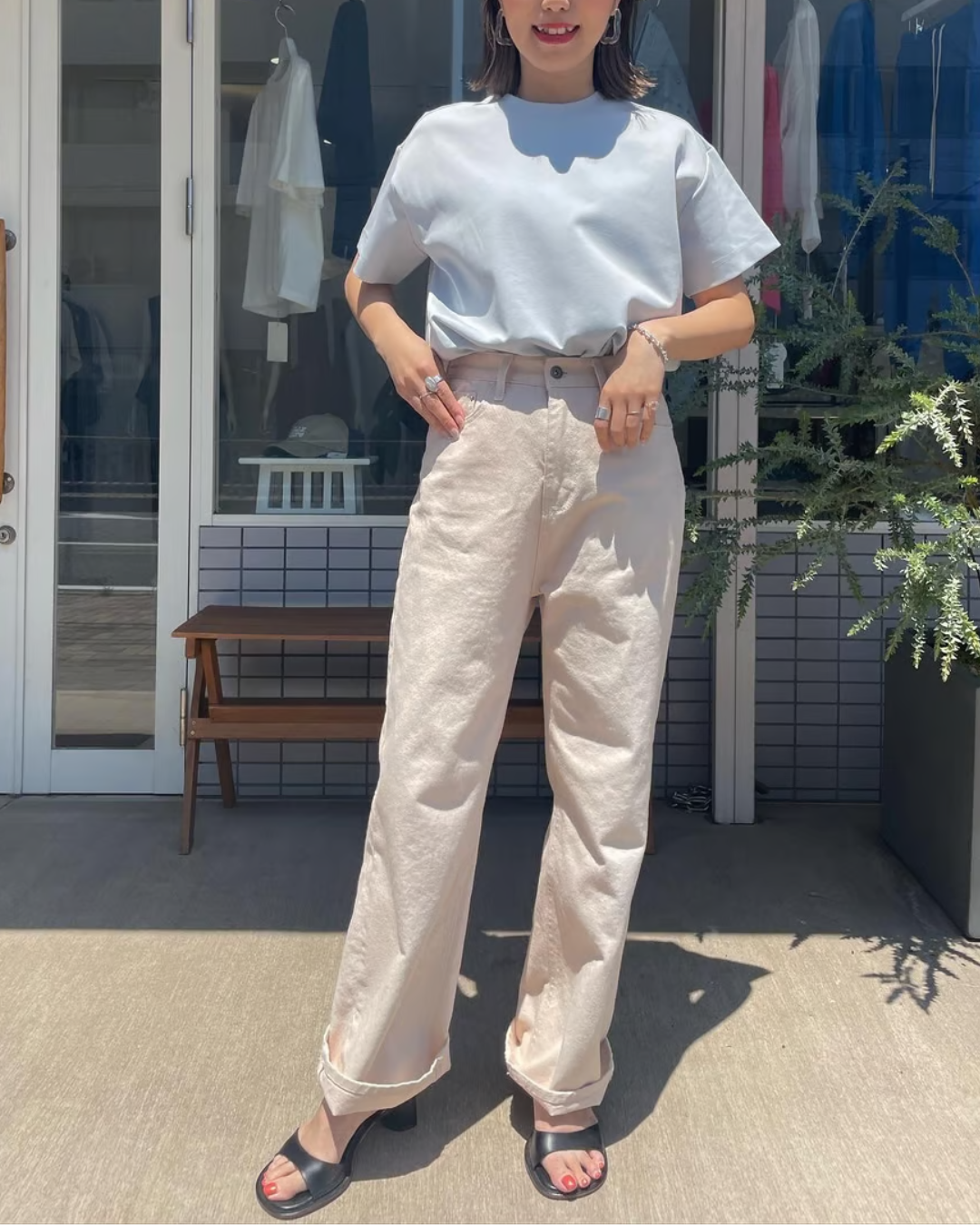 ハーフスリーブバックスリットTシャツ