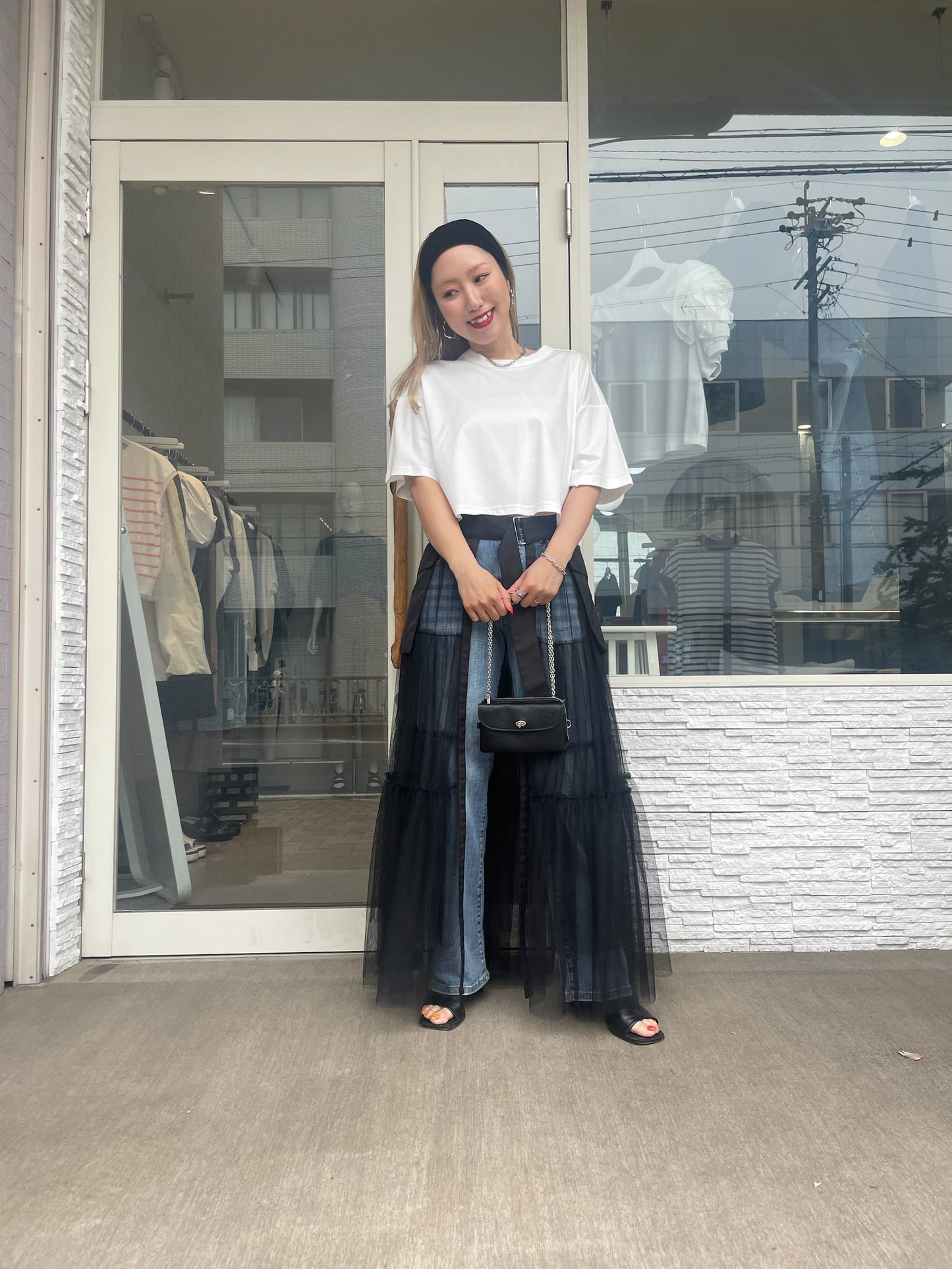 シルクブレンドクロップドTシャツ
