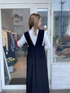 【再入荷】パールサスペンダーワンピース