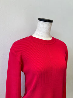 クルーネックリブニット