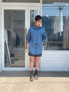 ボウタイダンガリーブラウス