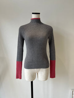 バイカラーアームリブニット