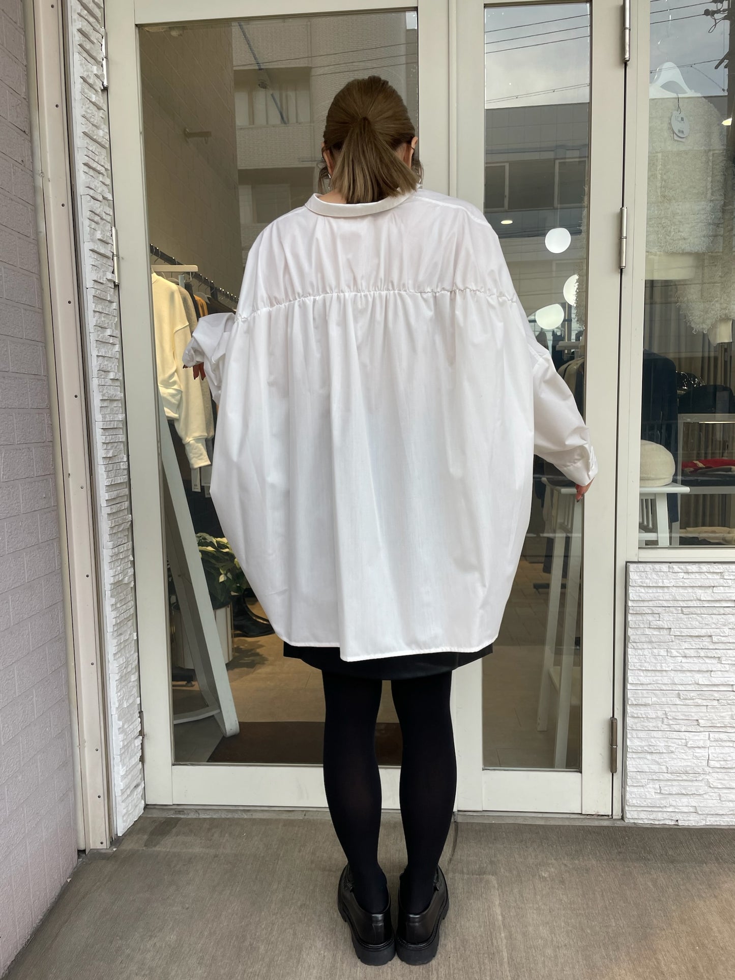 バックギャザーワイドブラウス