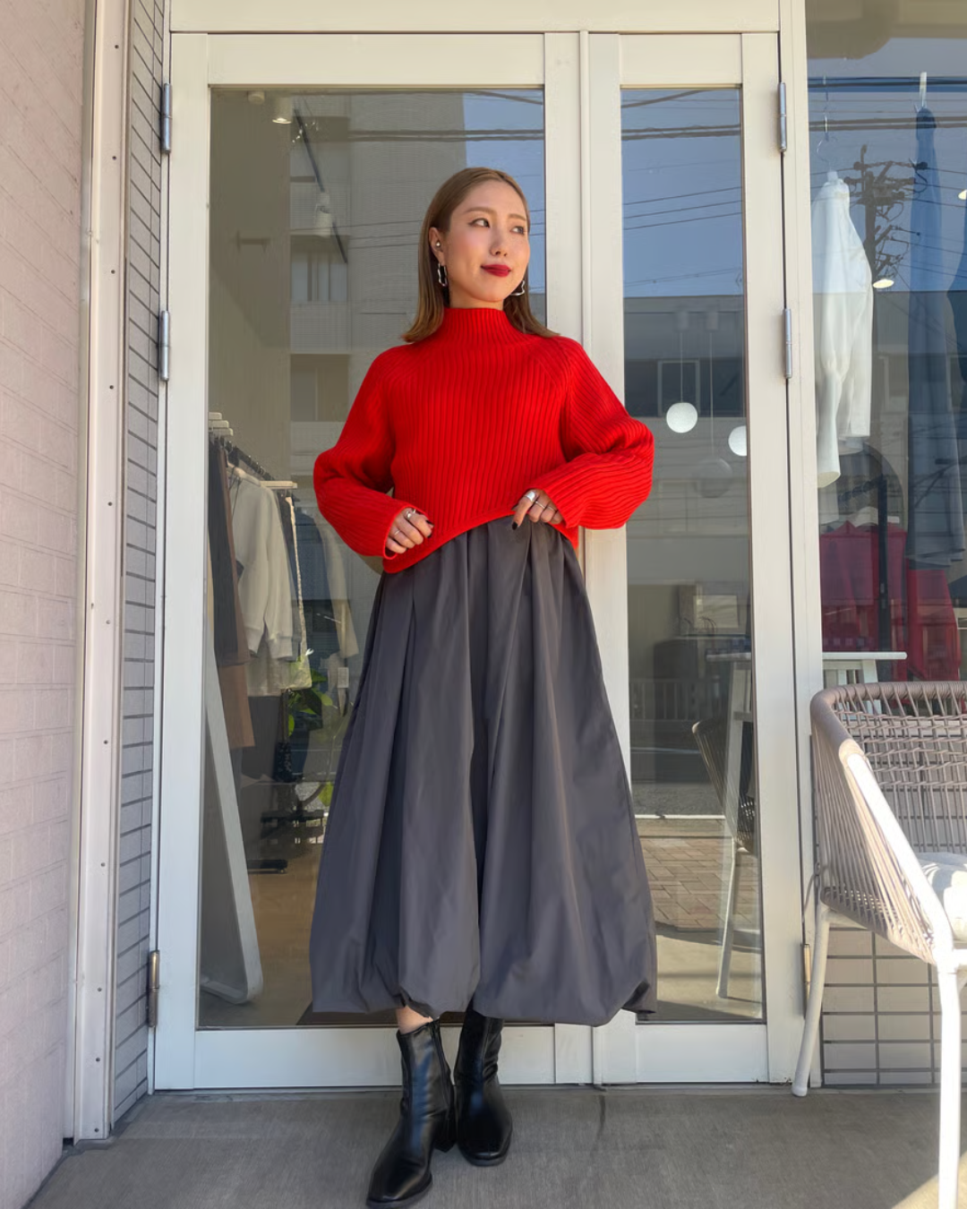 ロングスリーブドッキングバルーンワンピース