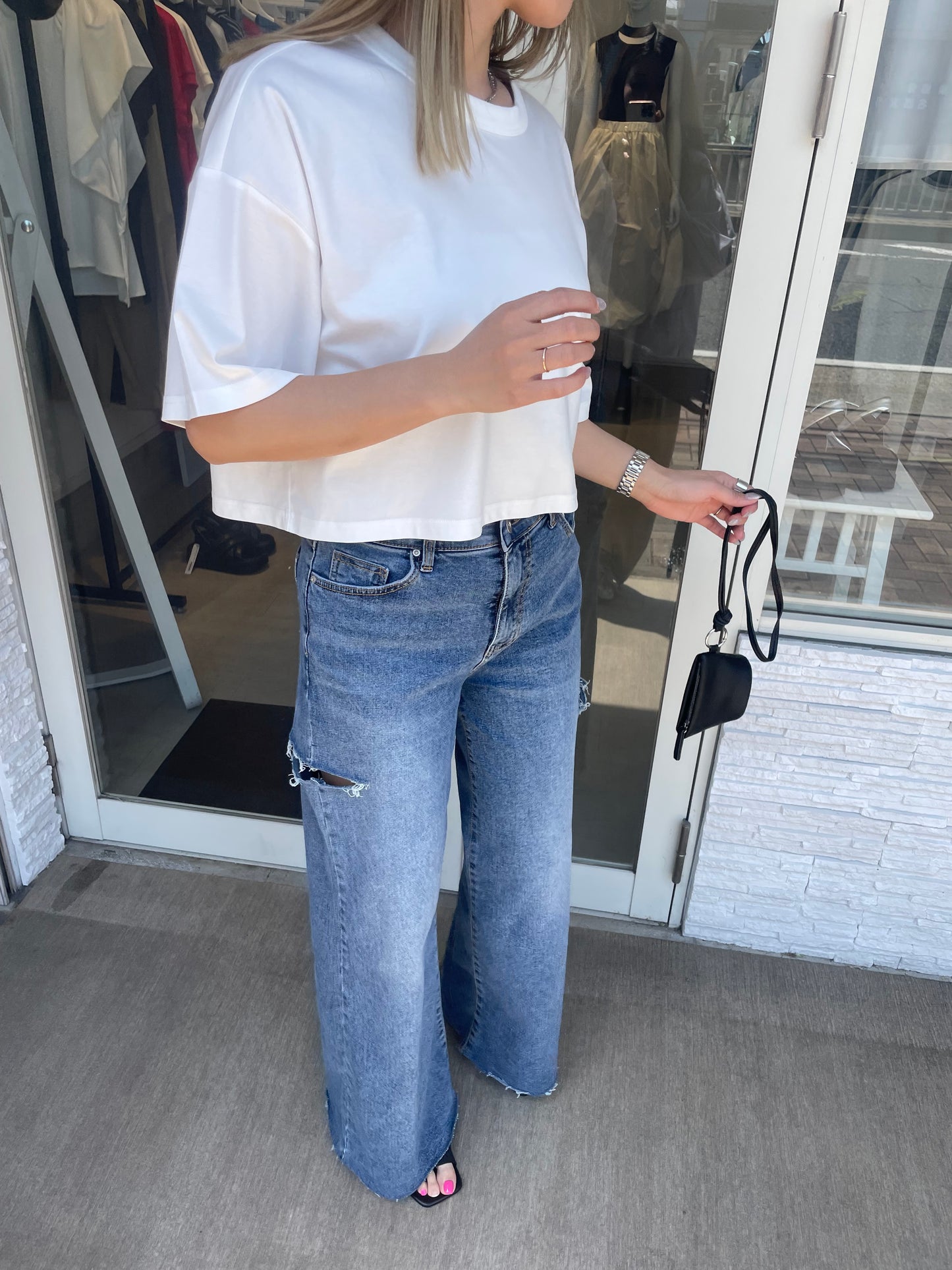 シルクブレンドクロップドTシャツ