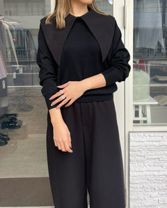 ビッグカラーニットトップス