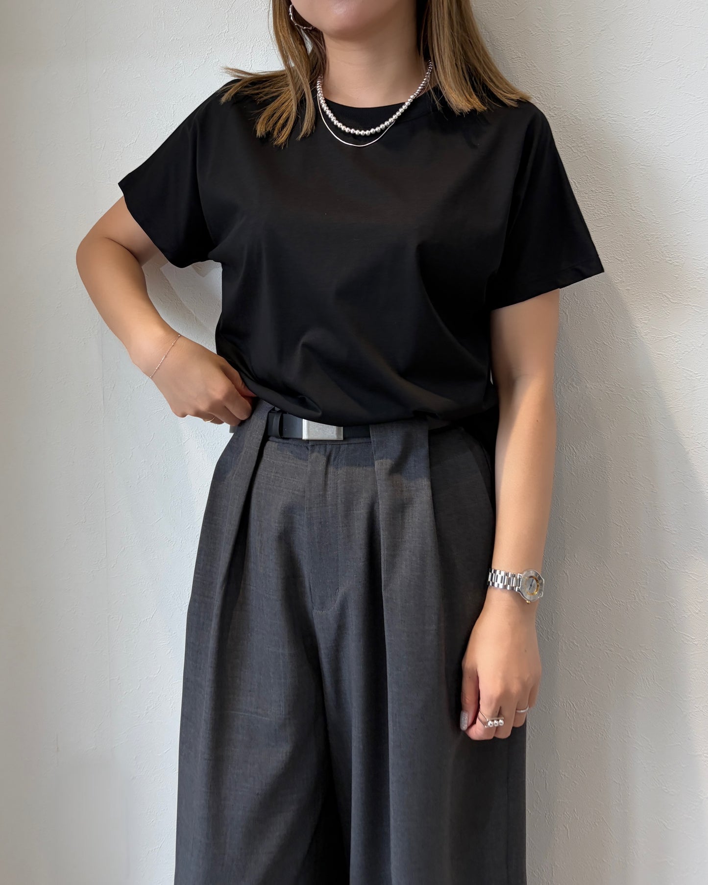 シルケットバックスリットTシャツ