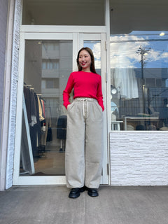 クルーネックリブニット