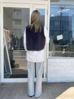 リバーシブルエコムートンショートファーベスト