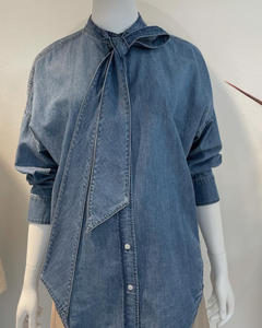 ボウタイダンガリーブラウス