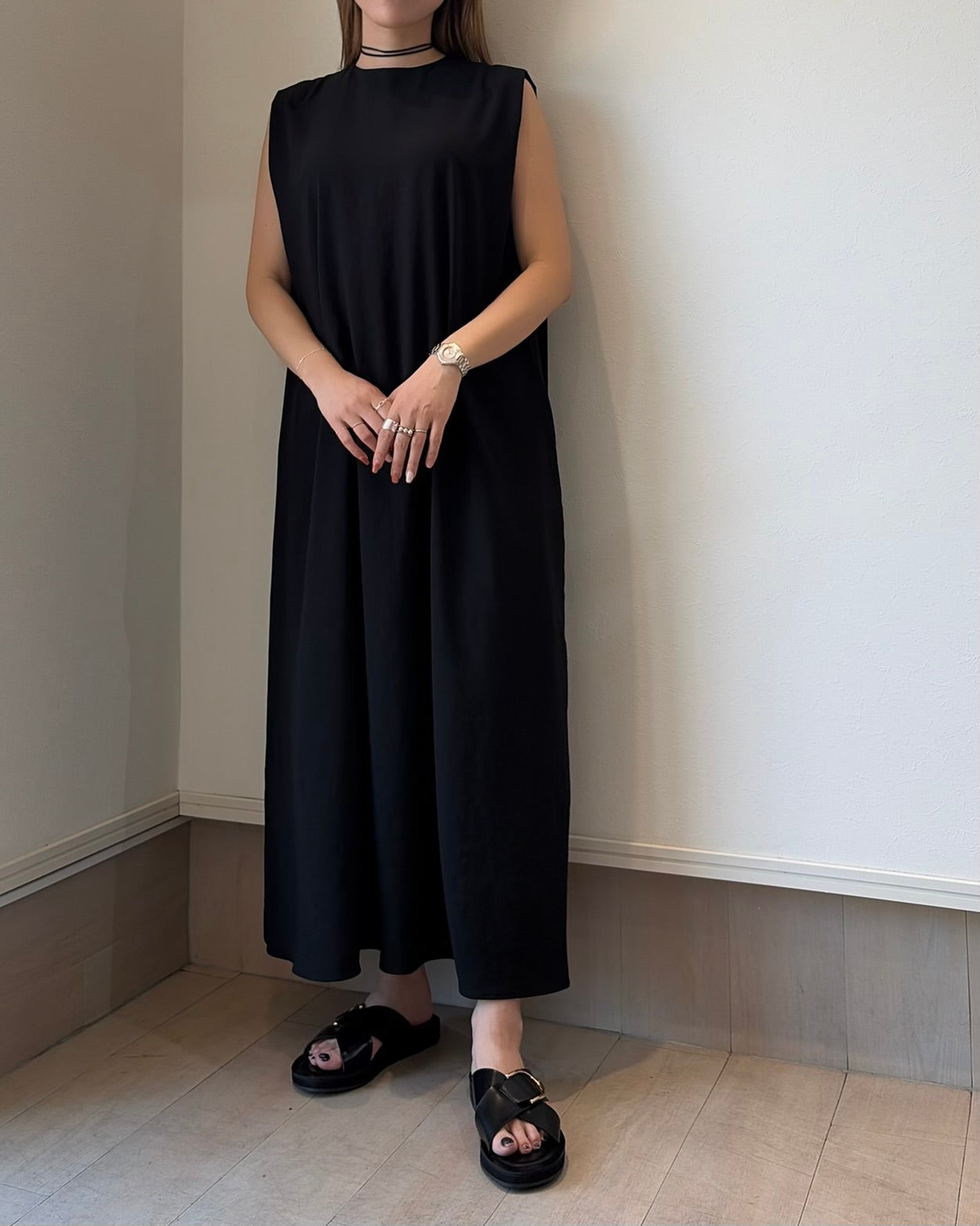 ストレッチシフォンワンピース