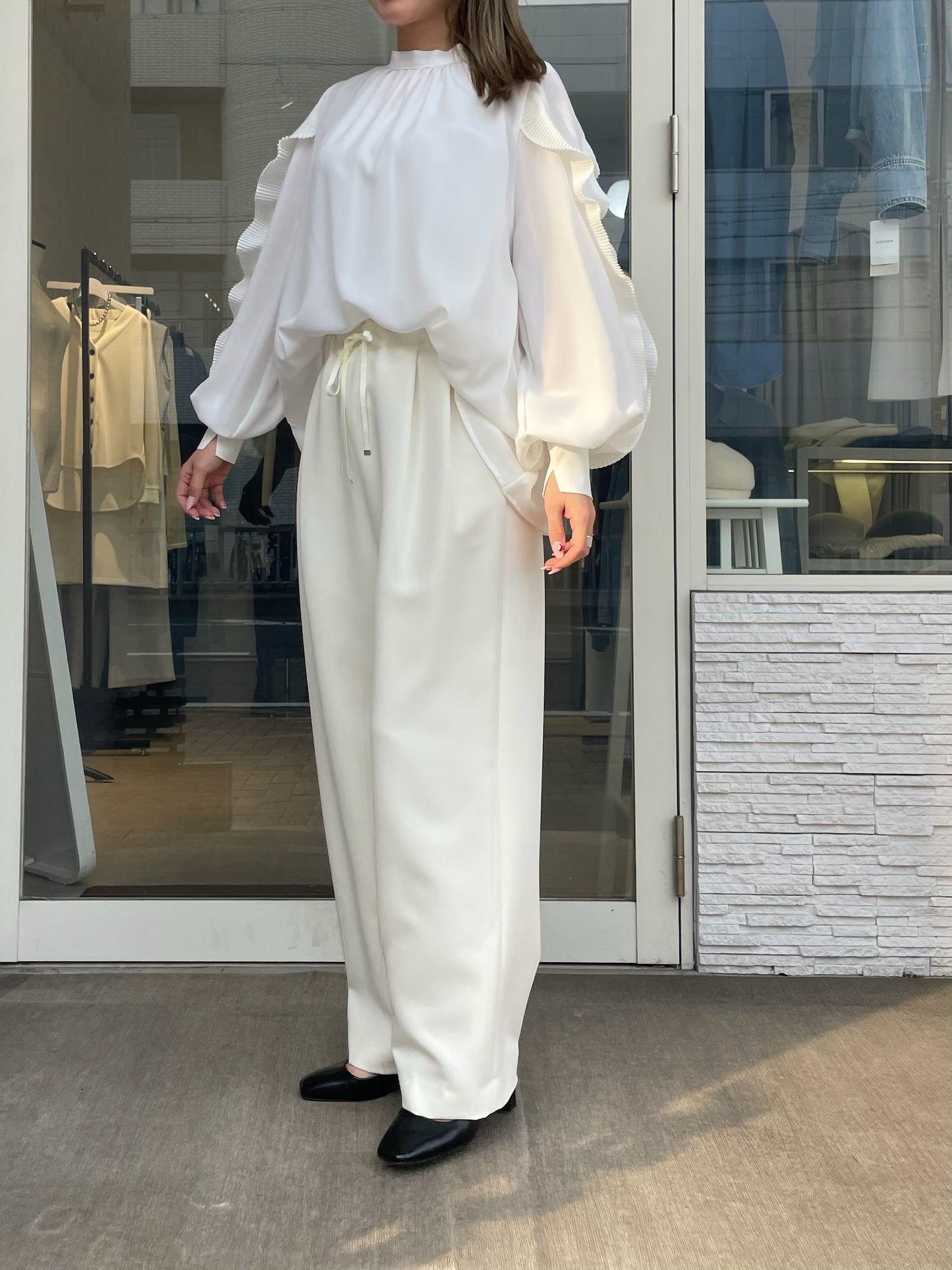 プリーツスリーブブラウス