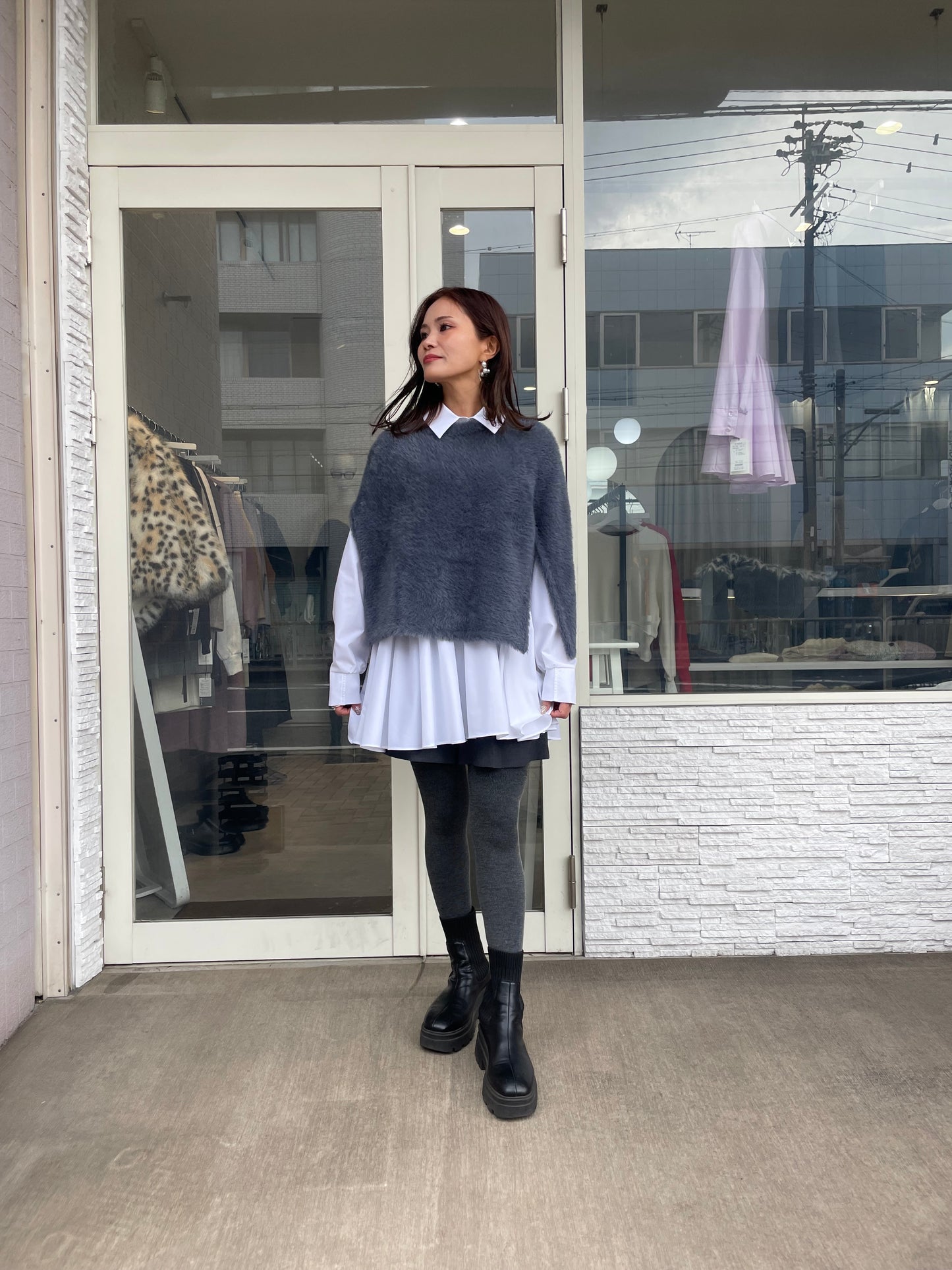 シャギーニットケープ