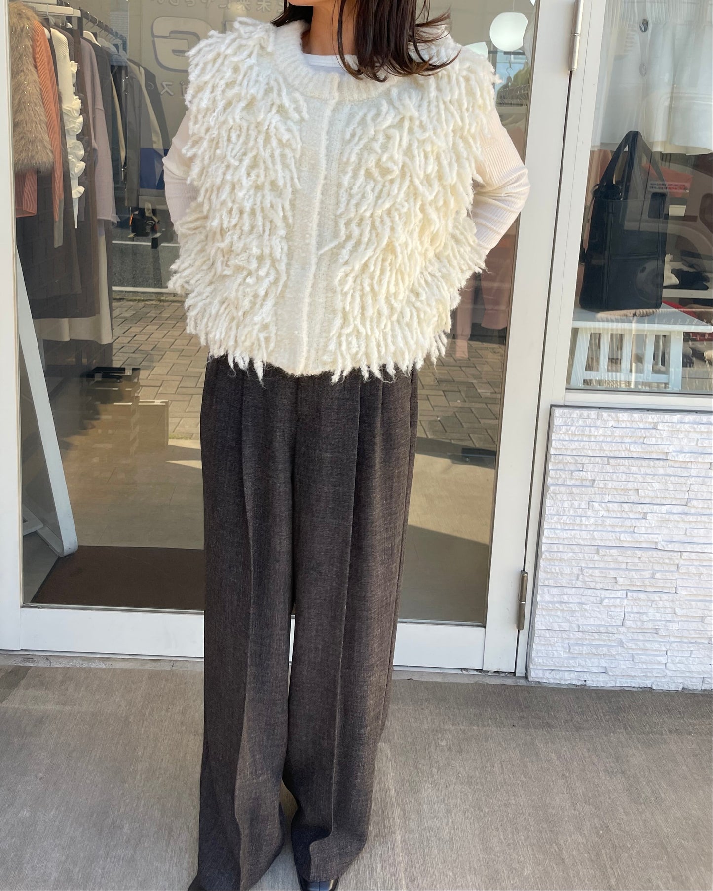 ニットフリンジベスト