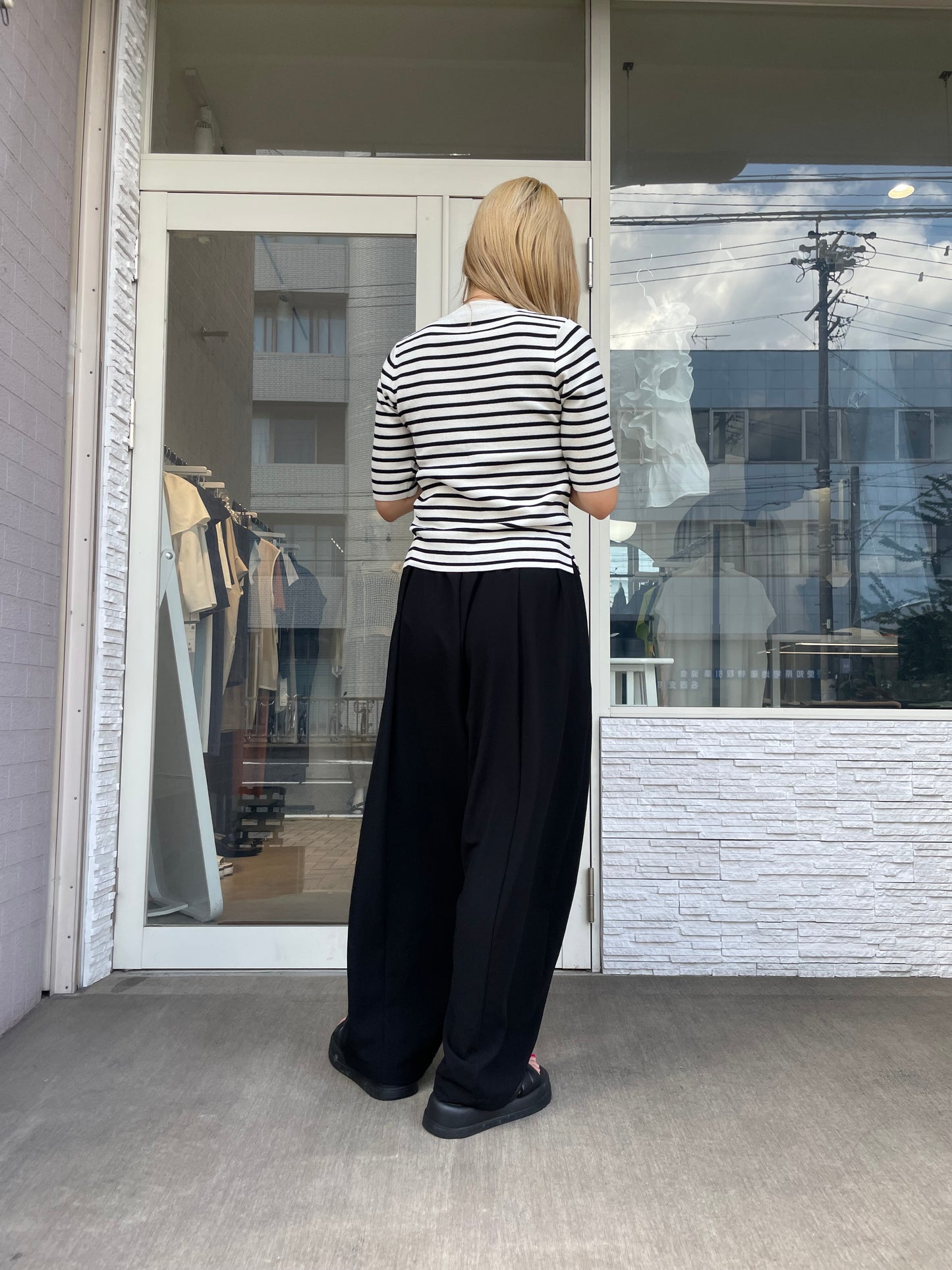 ストレッチシフォンボリュームパンツ
