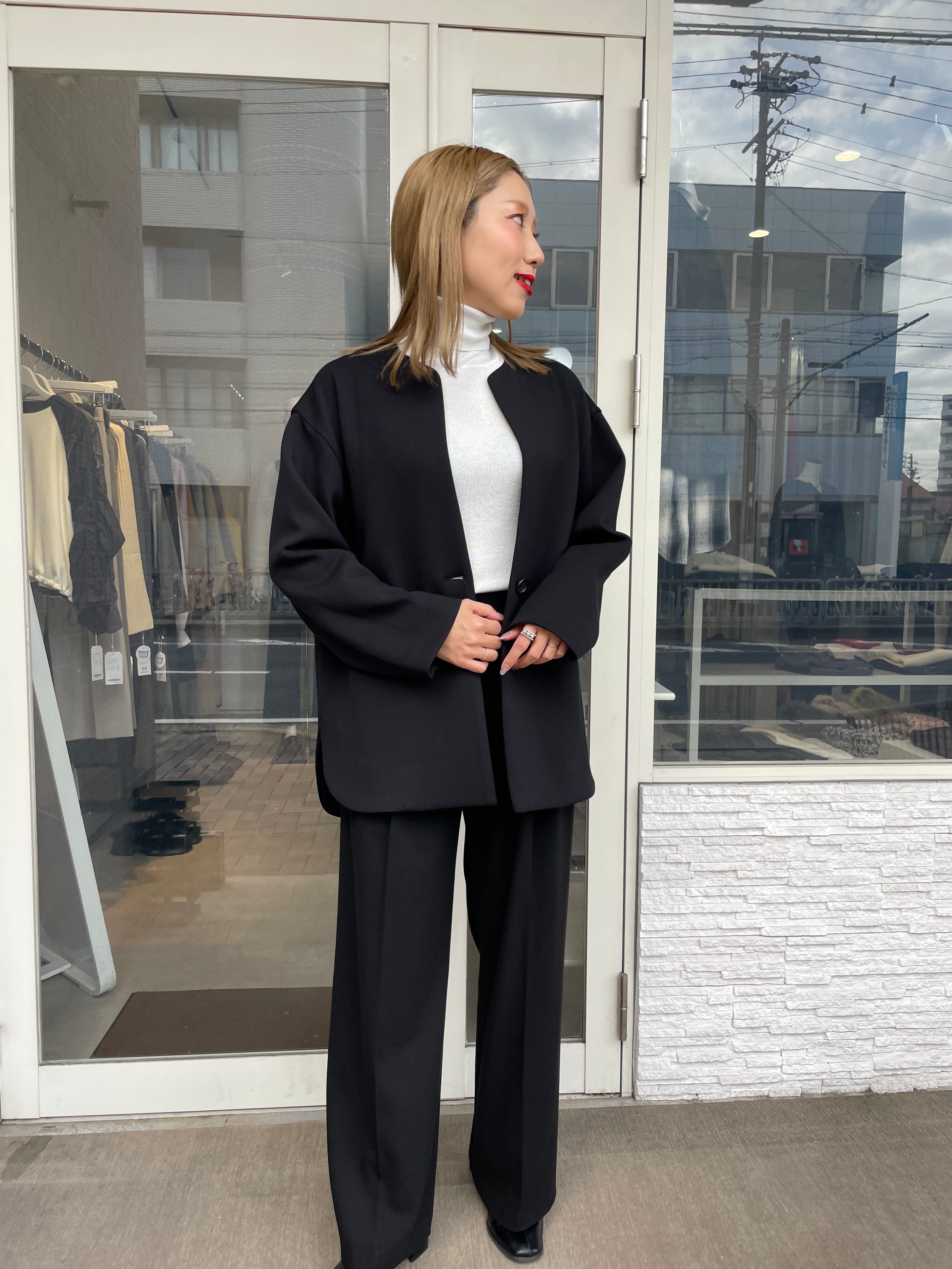 再再再値下げランバンスポール　ニットジャケット40 ブラウン✕グレー ノーカラーダンボールジャケット – SETiA online