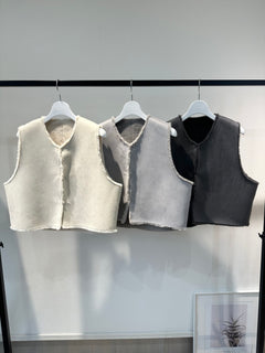 リバーシブルエコムートンショートファーベスト