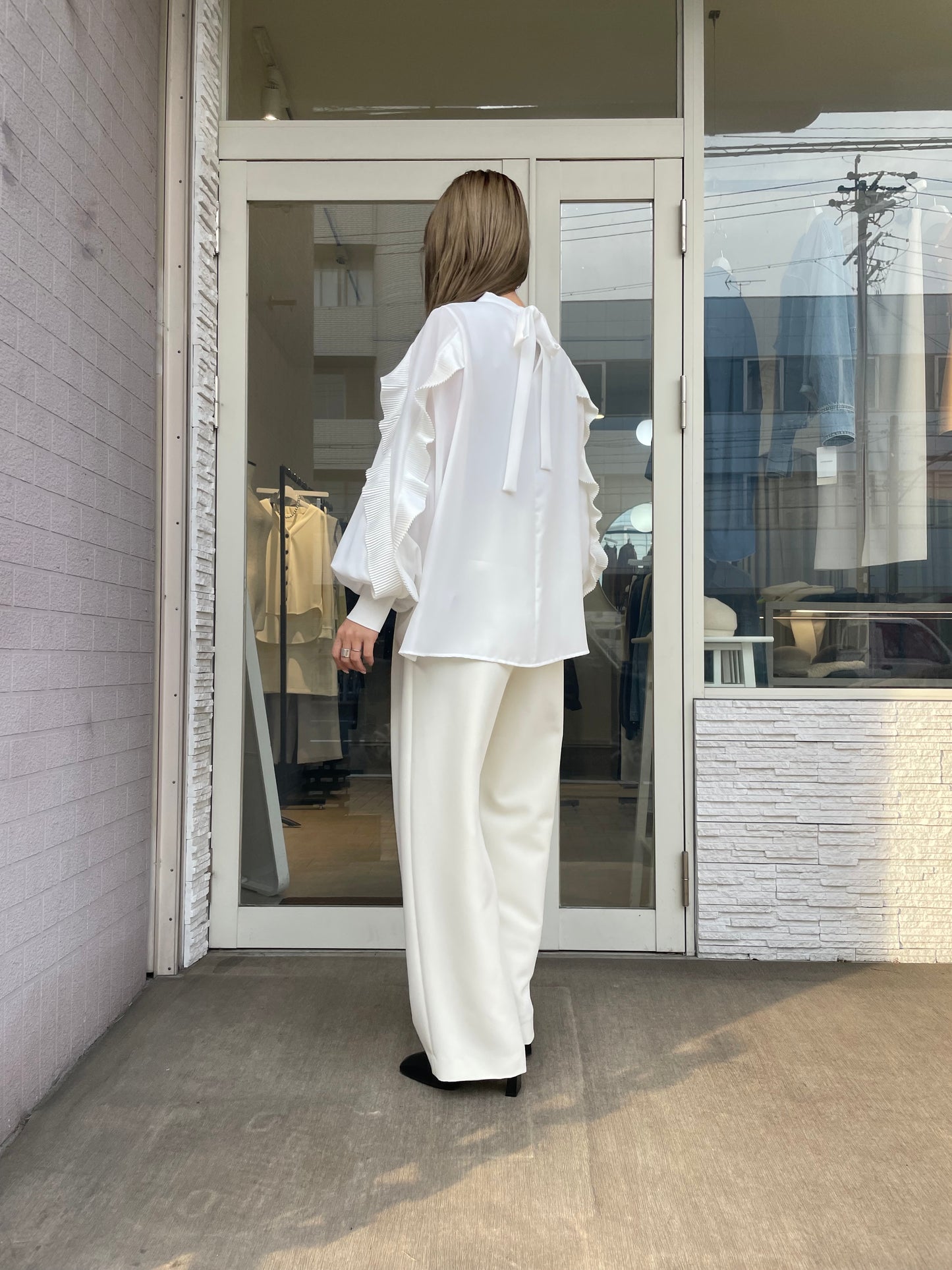 プリーツスリーブブラウス