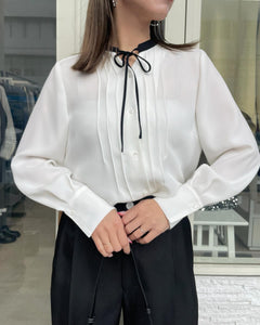 【再入荷】細ボウタイブラウス