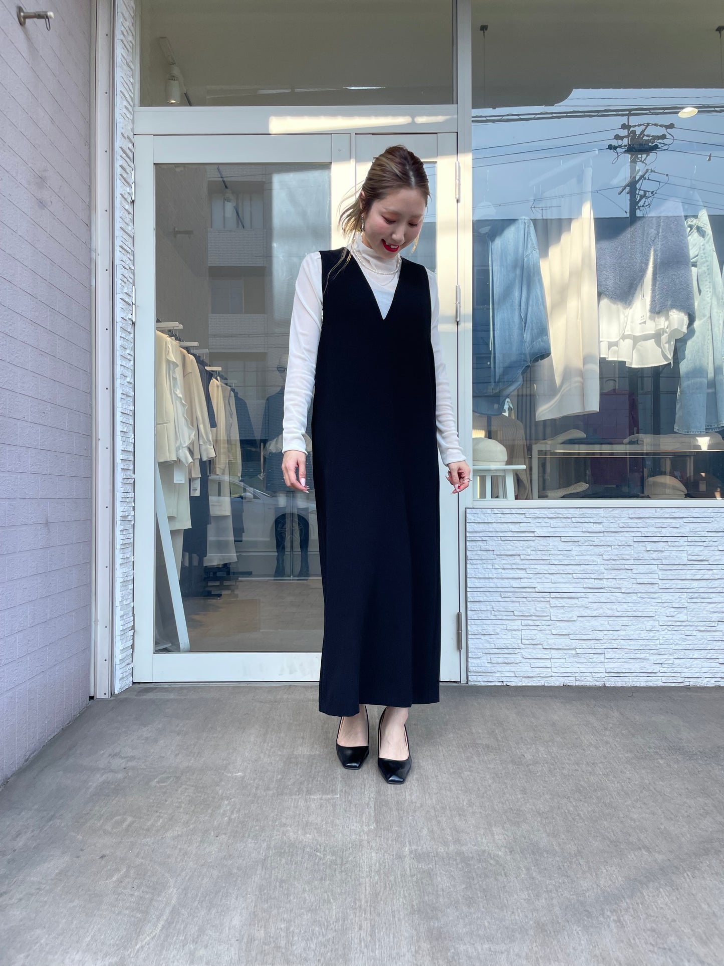 Vネックジャンパースカート