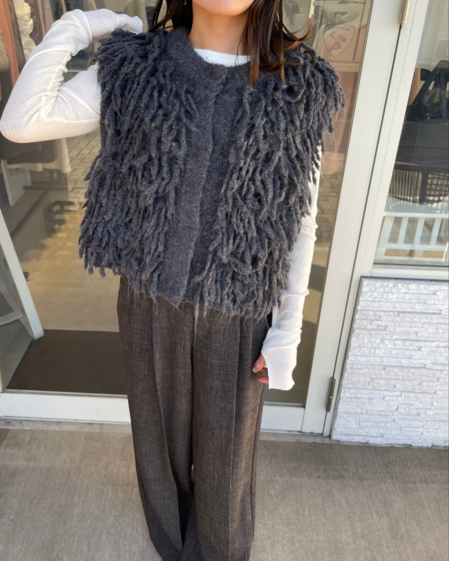 ニットフリンジベスト