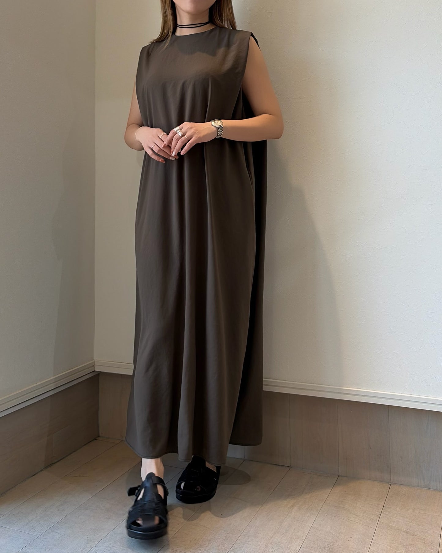 ストレッチシフォンワンピース