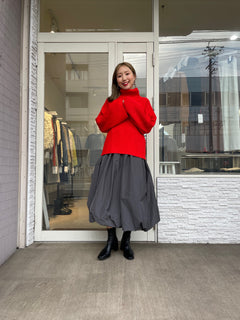 オフタートルリブニット