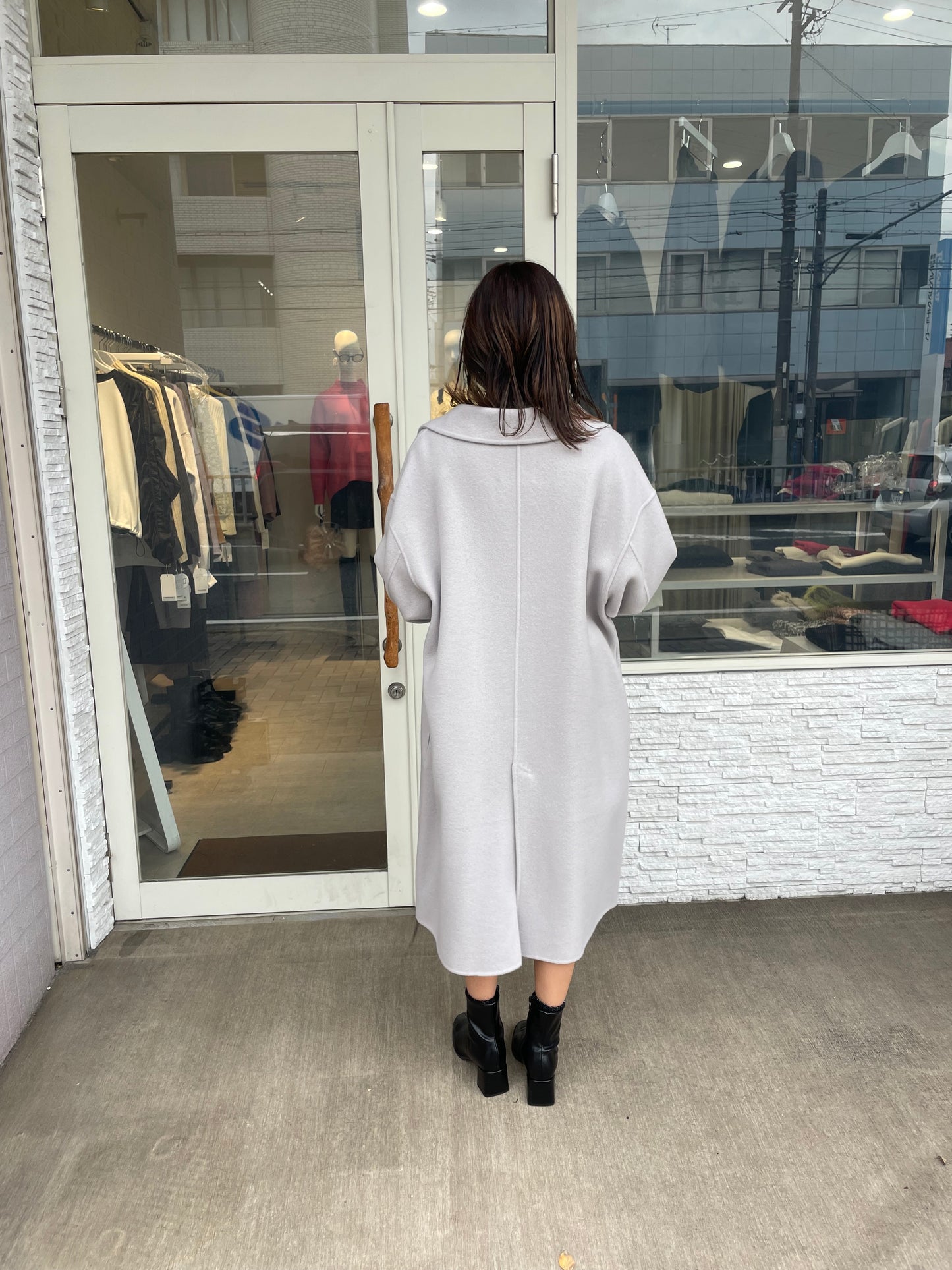 ぺコラムウールスタンドカラーコート