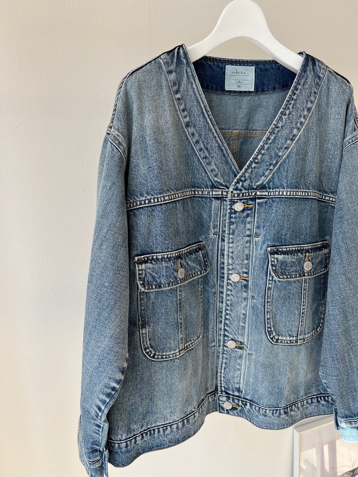 Vネックオーバーサイズデニムジャケット