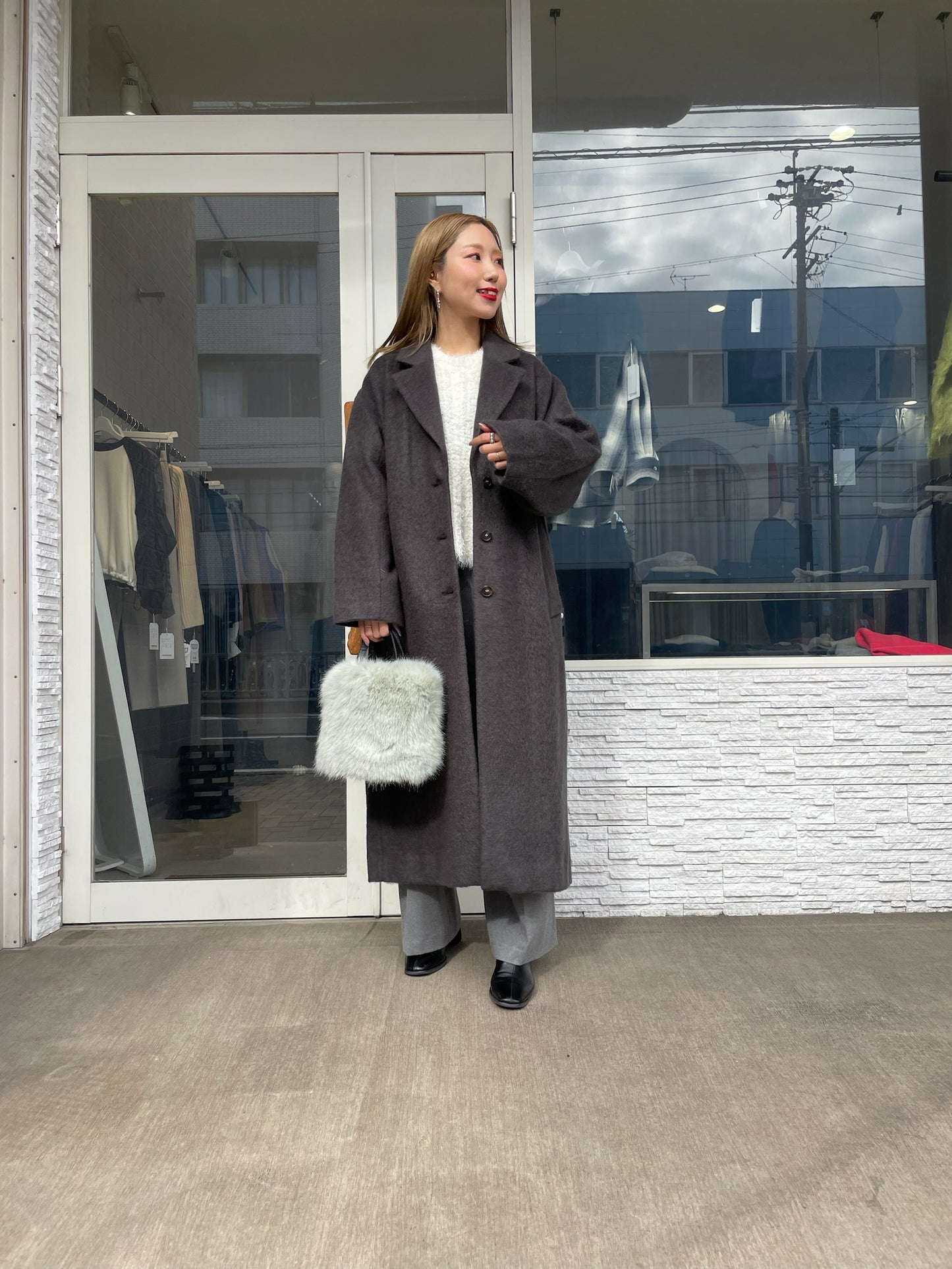 シャギーロングコート