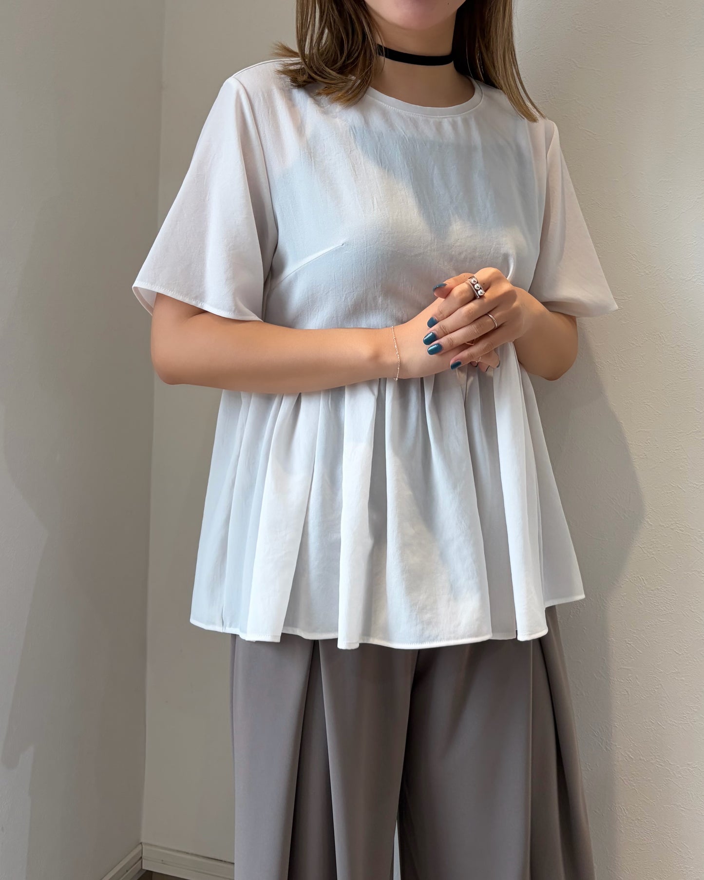 ストレッチシフォンフリルブラウス