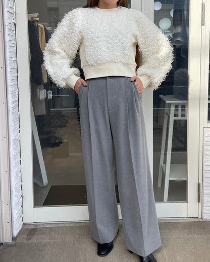 微起毛タックストレートパンツ