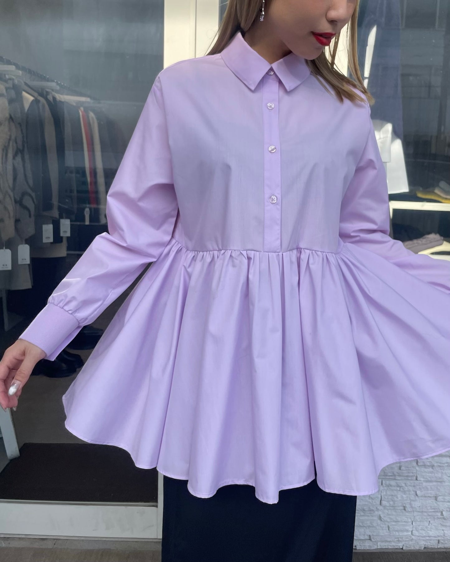 ギャザーフレアブラウス