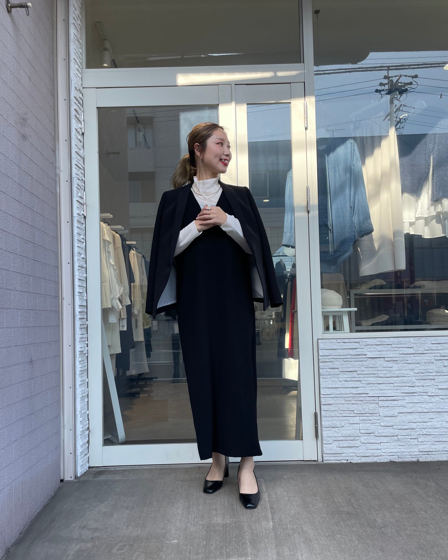 Vネックジャンパースカート