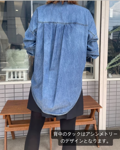 ボウタイダンガリーブラウス