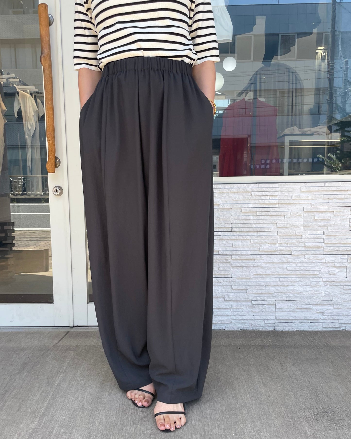 ストレッチシフォンボリュームパンツ