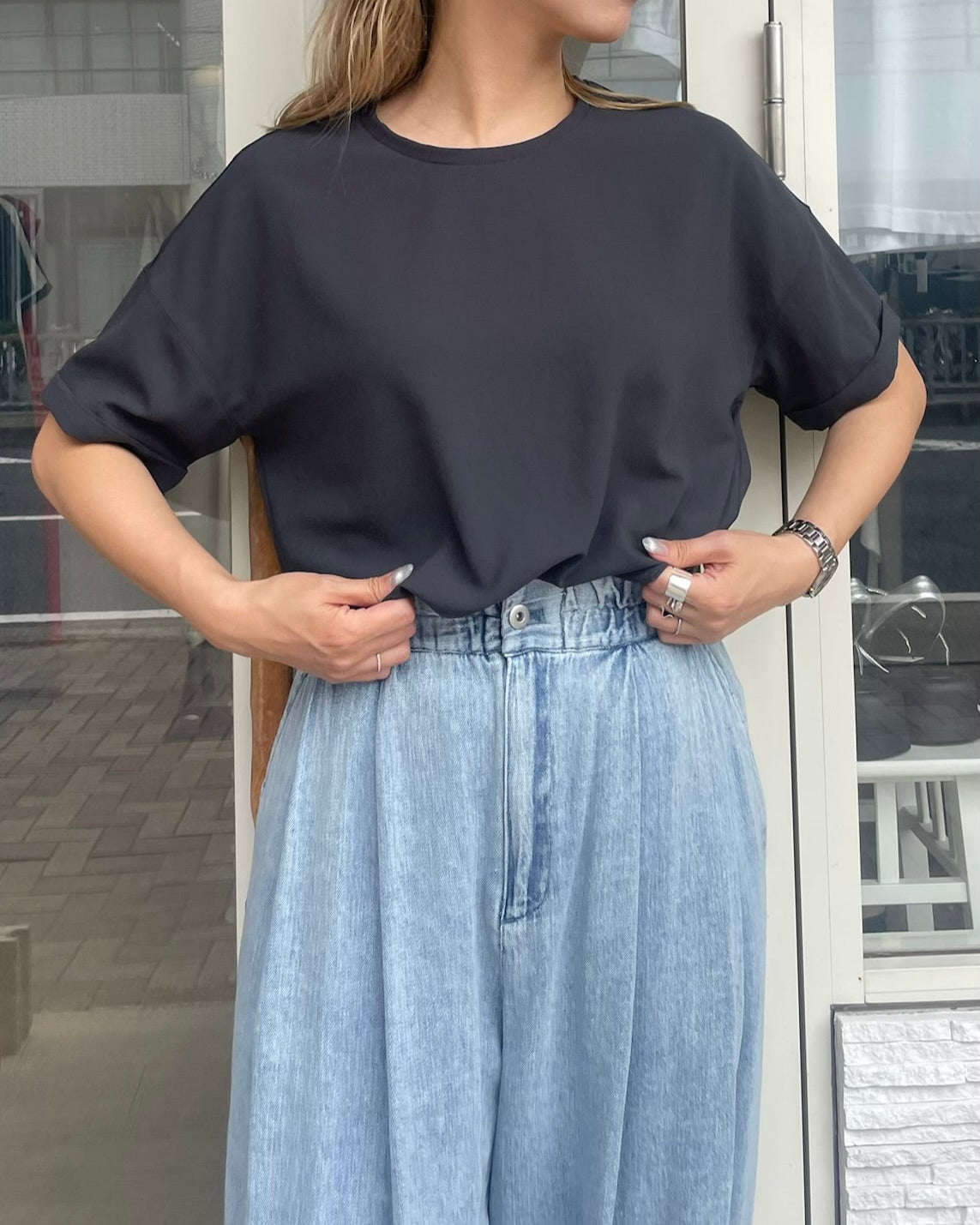 【再入荷】ストレッチシフォンブラウス