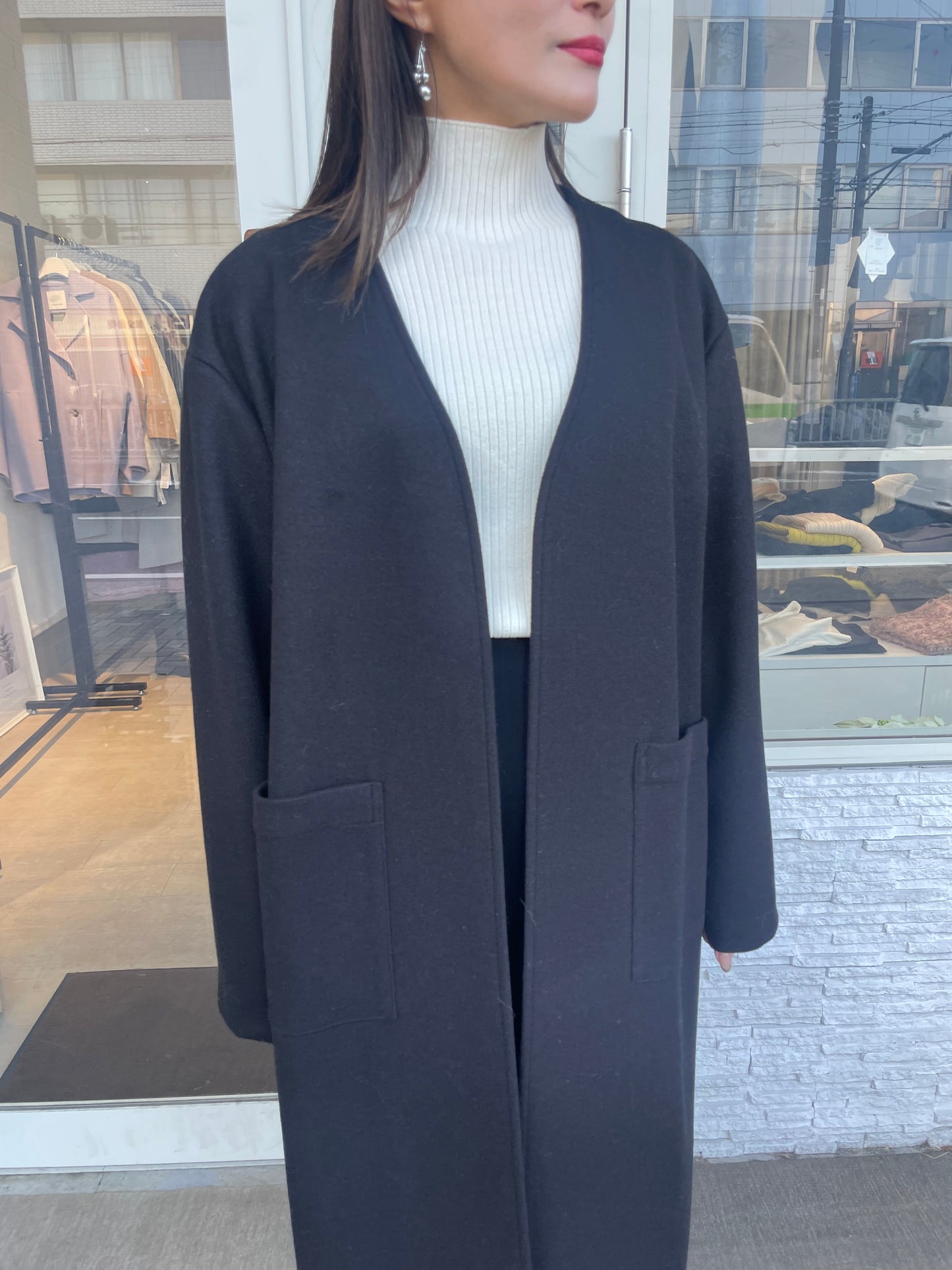 ウールライクロングカーディガン