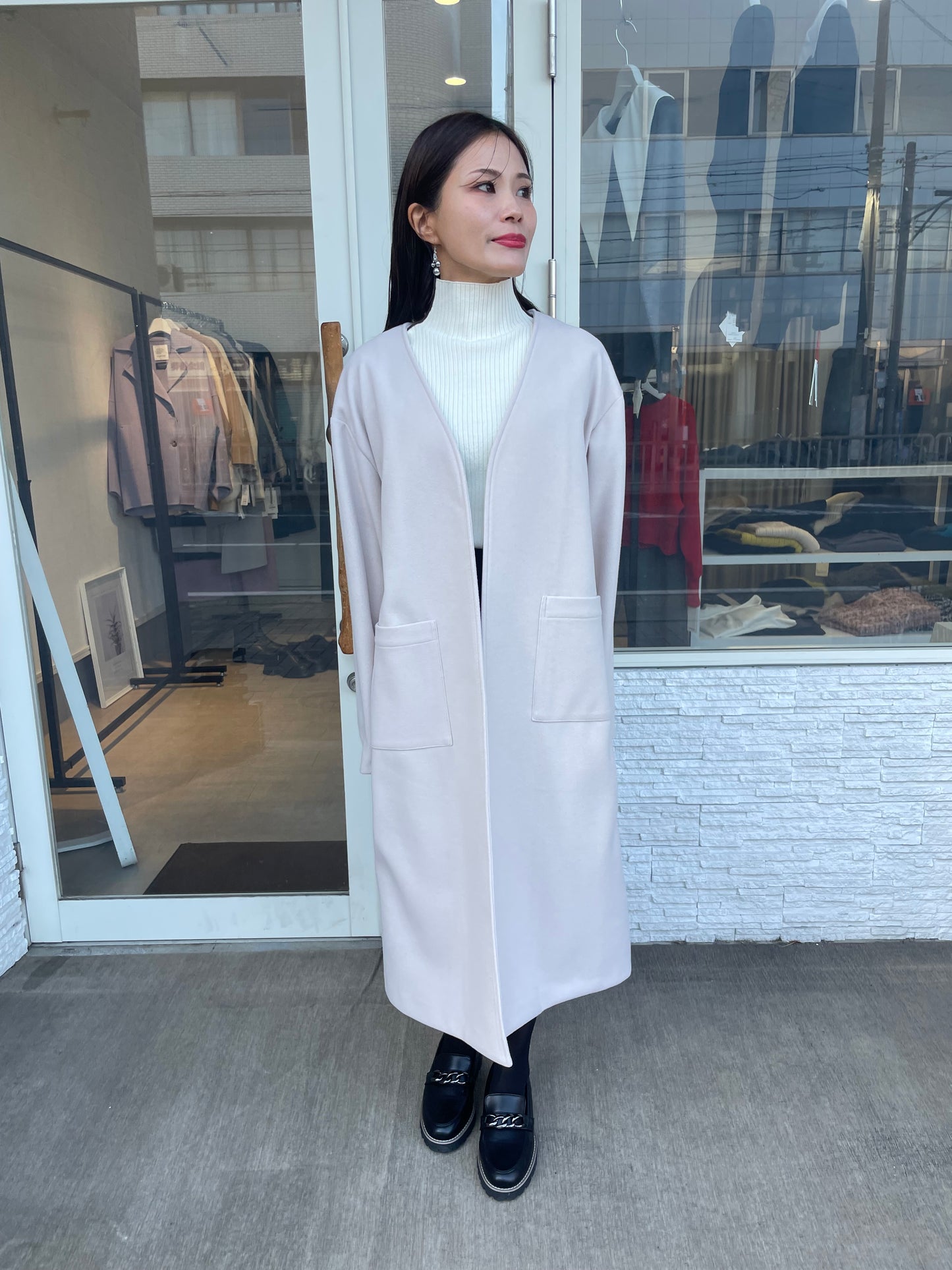 ウールライクロングカーディガン