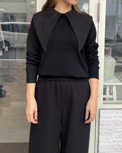 ビッグカラーニットトップス