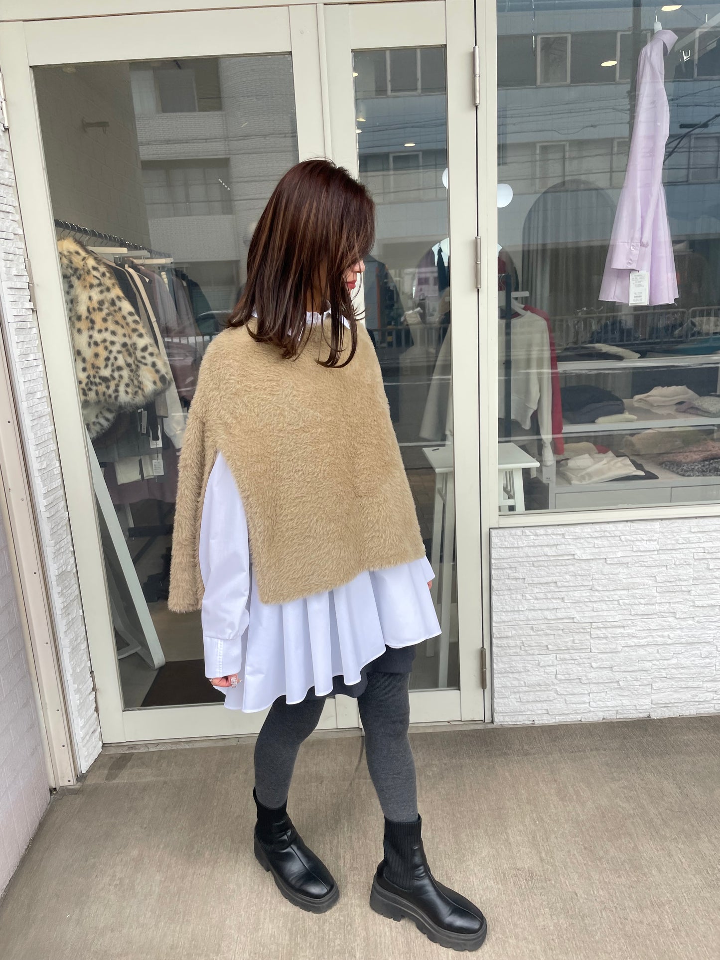 シャギーニットケープ