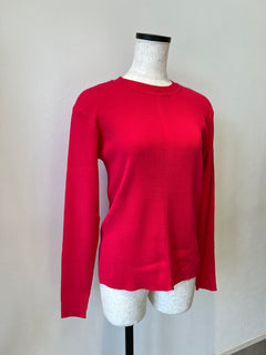 クルーネックリブニット