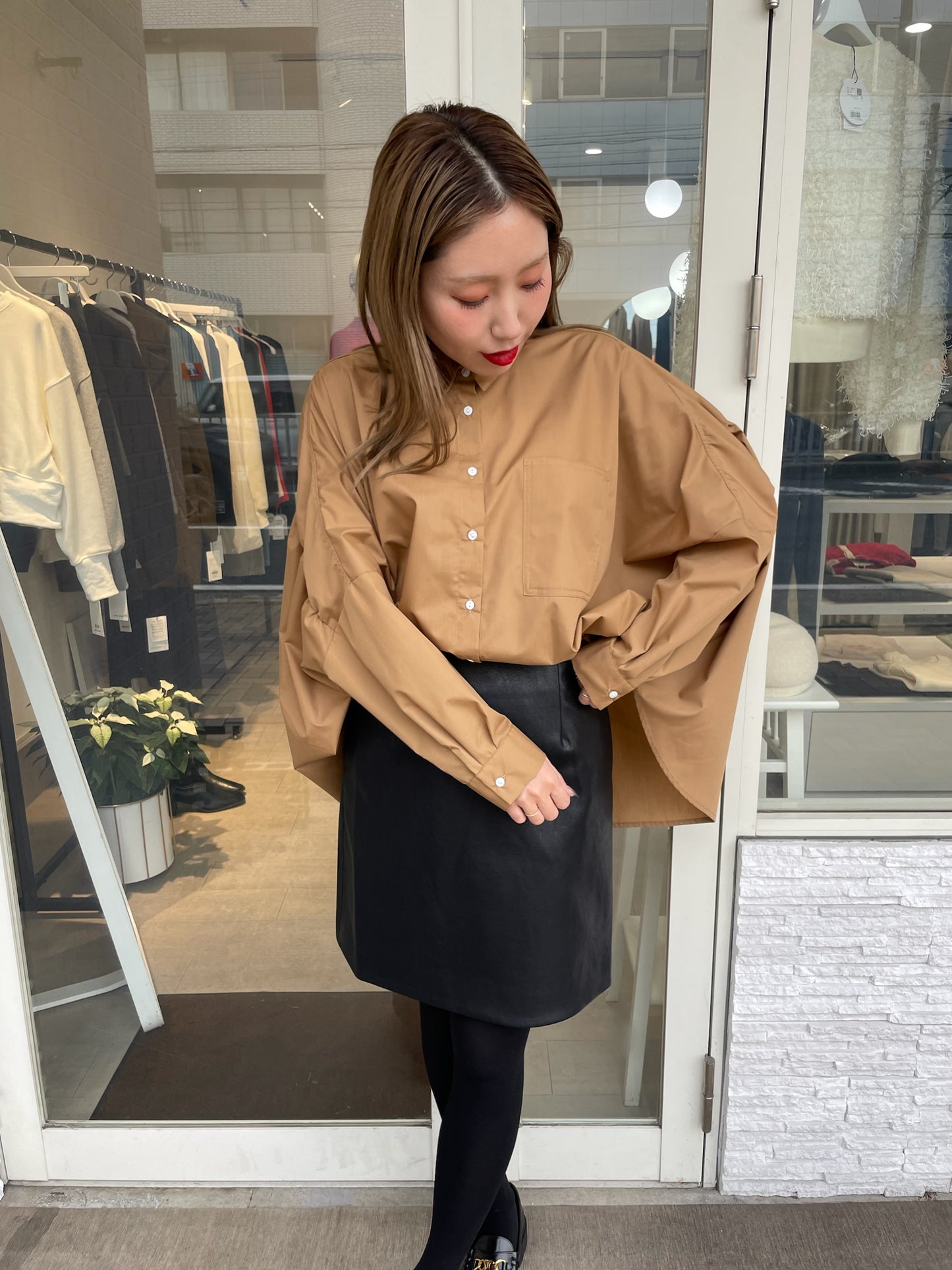 バックギャザーワイドブラウス