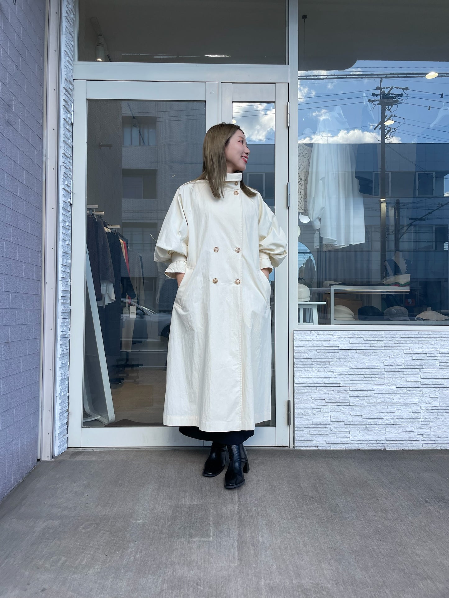 スタンドカラースプリングコート