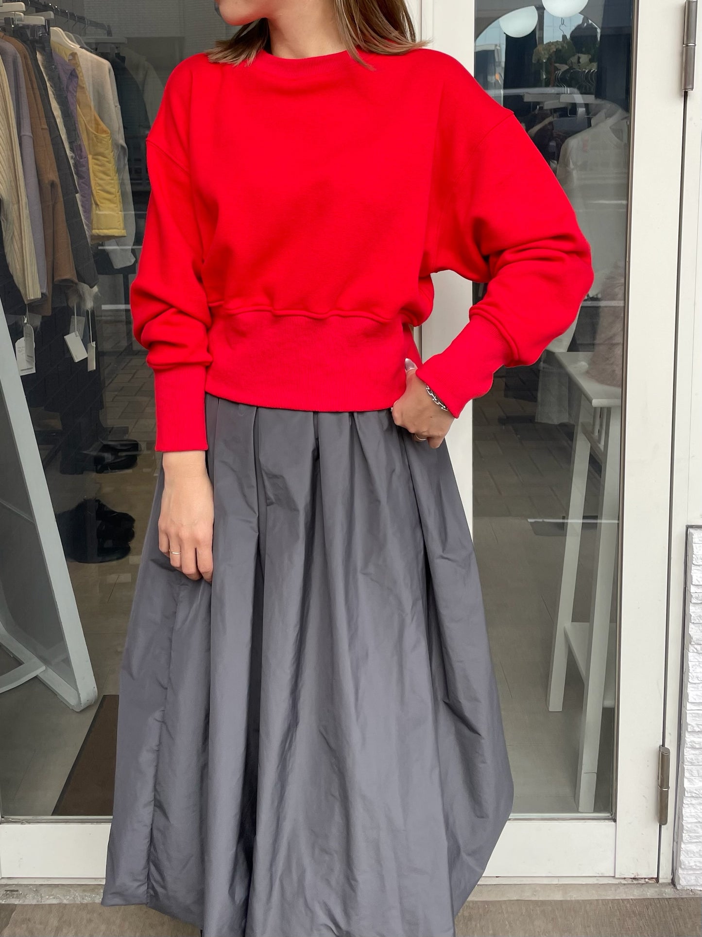 ボンバーヒートクロップドプルオーバー