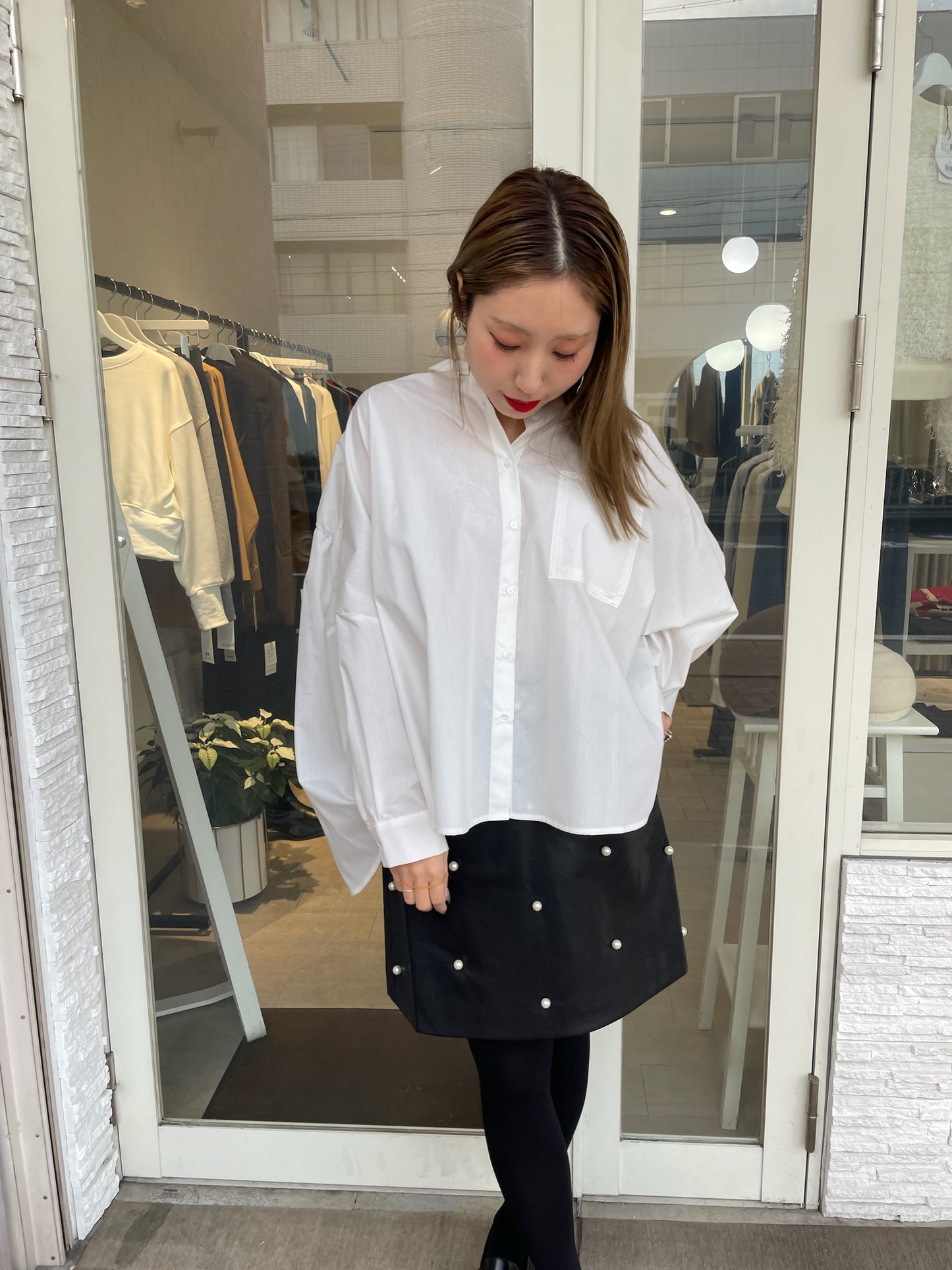 バックギャザーワイドブラウス